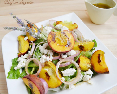 Peach and feta salad with lavender dressing recipe