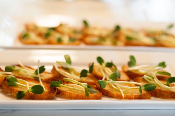 Sunflower beet bruschetta microgreens