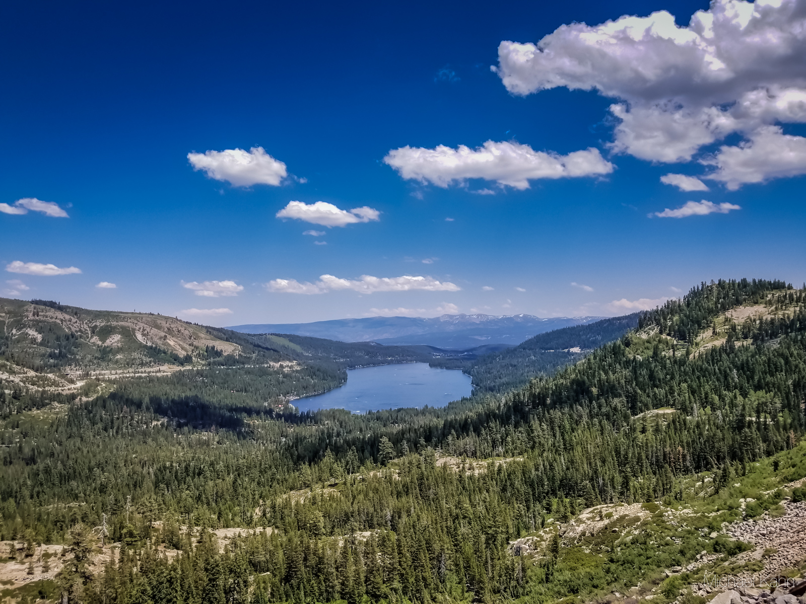 Donner pass summit tunnel hike, view of donner lake