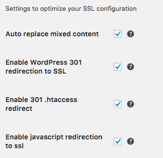 Wordpress optimization really simple ssl settings