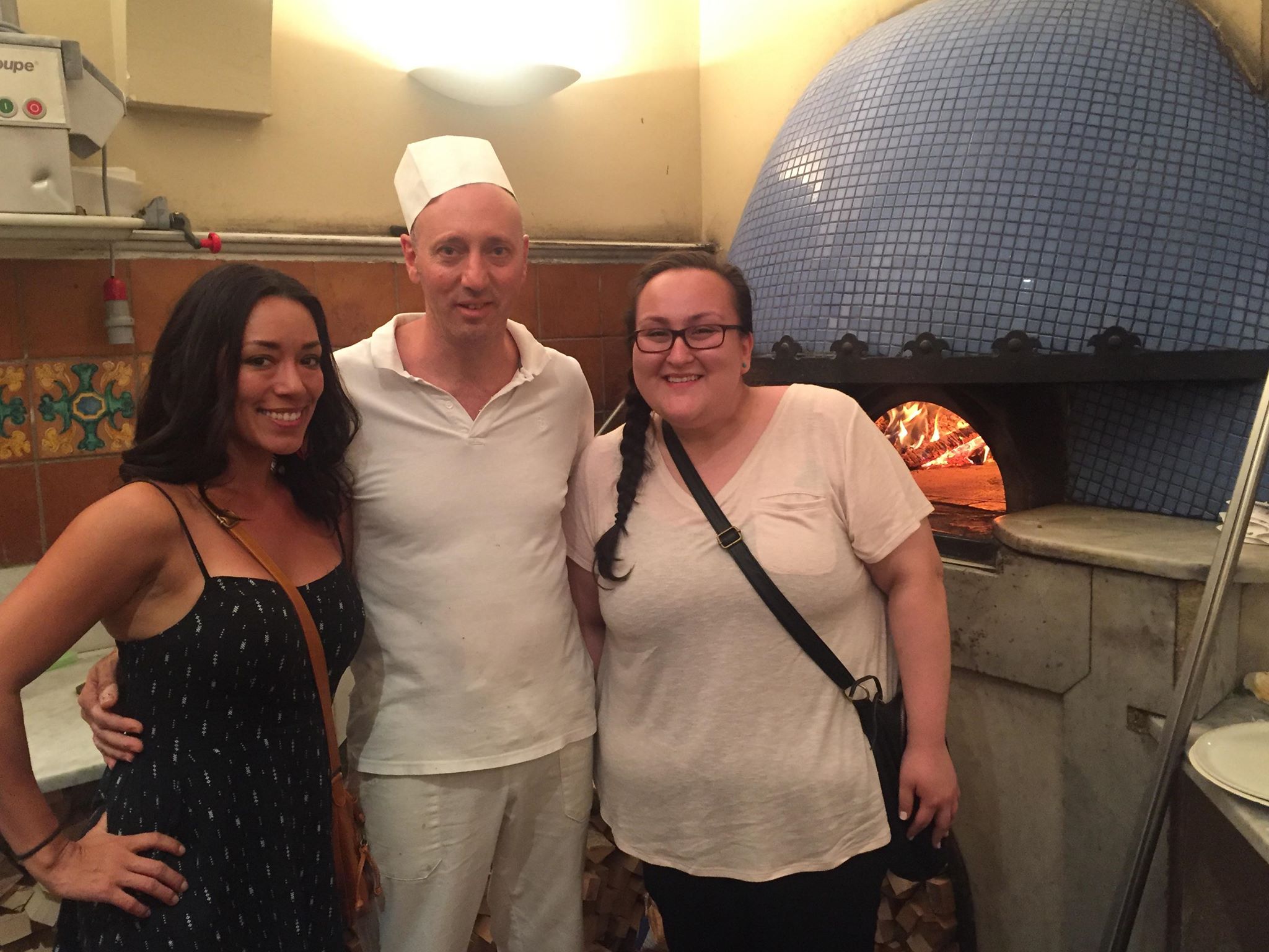 Crystal and bridgette with one of the pizzaiolos in rome.