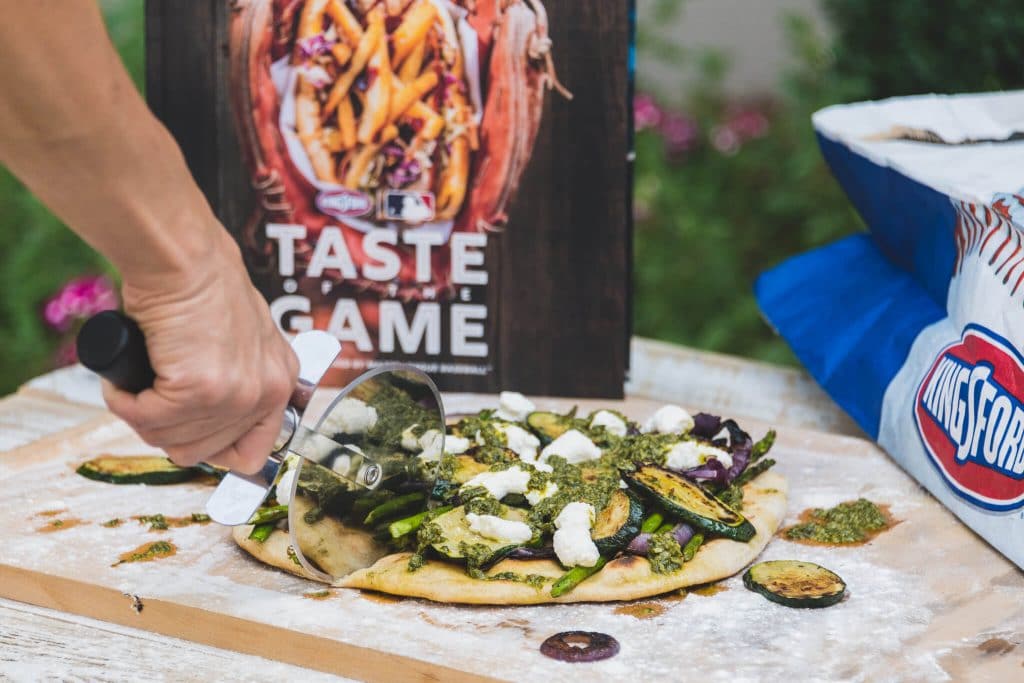 Kingsford charcoal taste of the game cutting flatbread