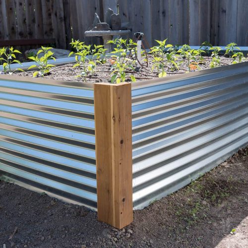 Corrugated metal raised beds for the garden