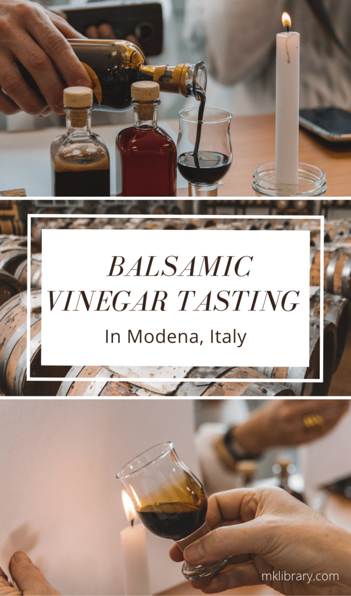 Tasting balsamic vinegar in modena, italy pin