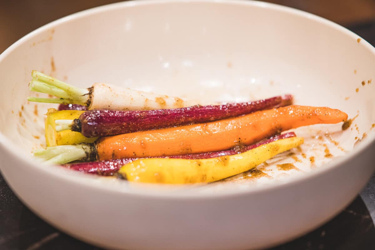 Moroccan roasted carrots coated in spices