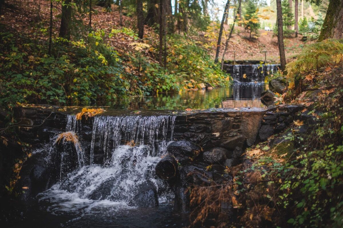 Indian rock creek and cascading falls