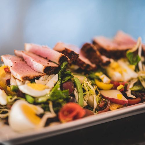 Nicoise salad with seared tuna