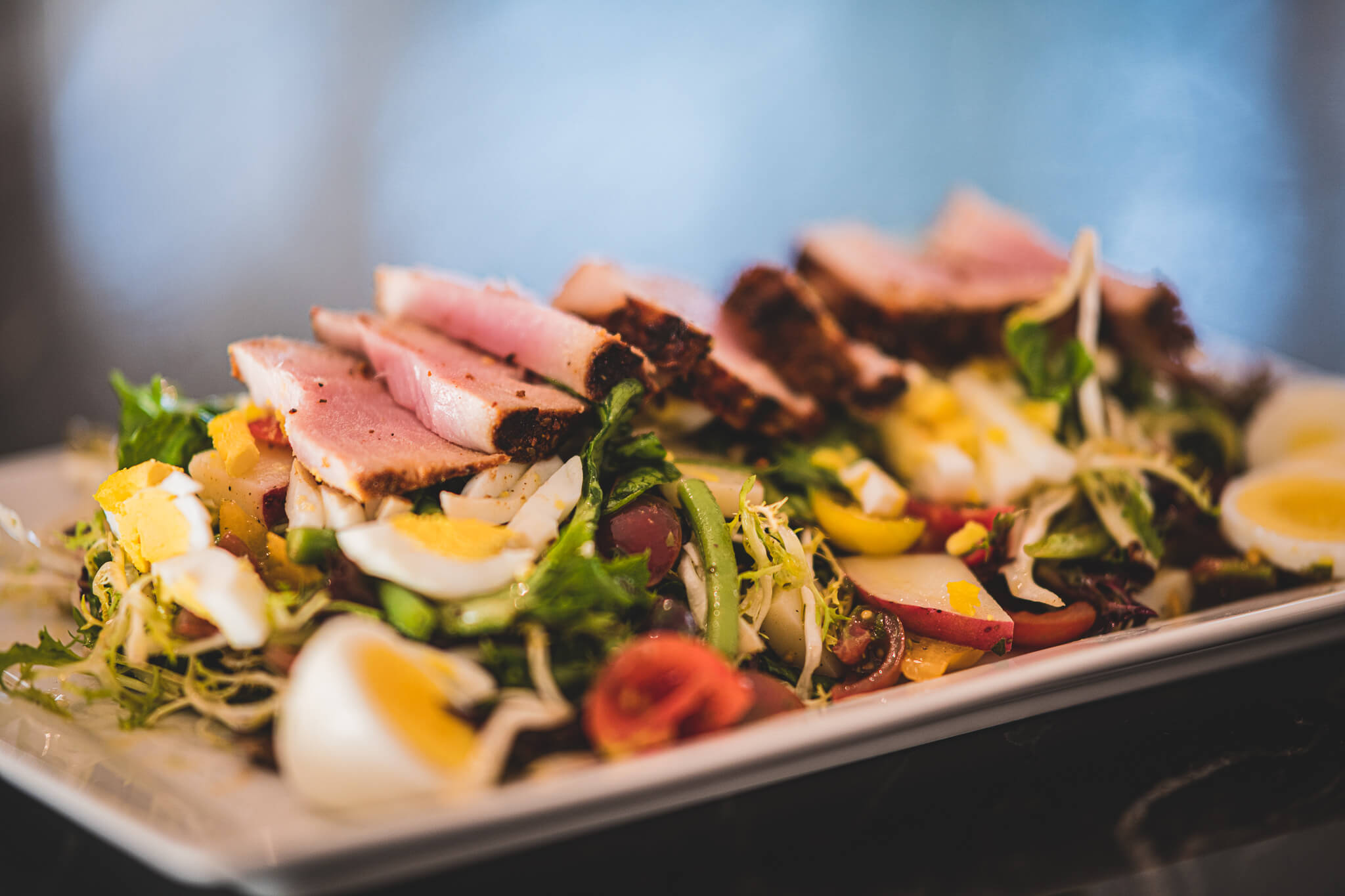 Nicoise salad with seared tuna