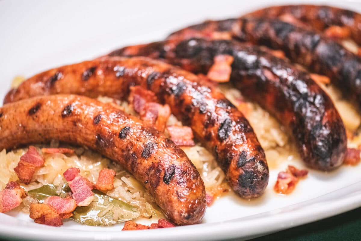 Braised sauerkraut sausage served