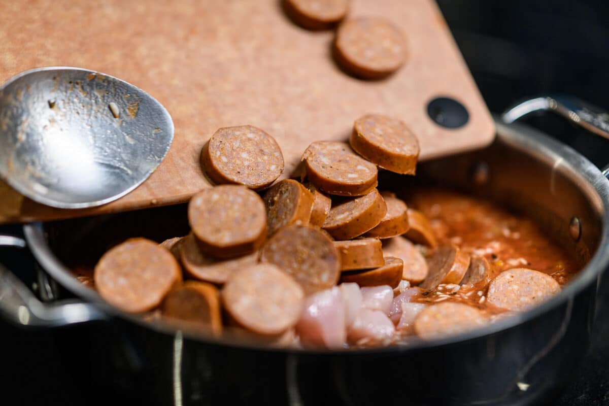 Cajun sausage and chicken jambalaya recipe add sausage