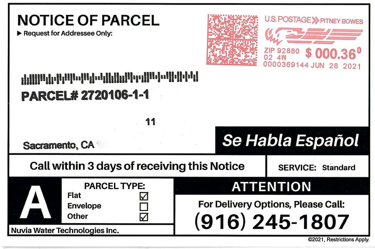 Notice of parcel on hold scam featured