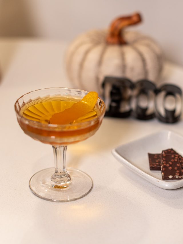 Batched Orange Manhattan cocktail
