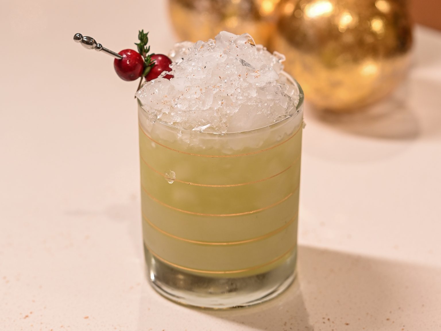 Chartreuse swizzle holiday edition cocktail