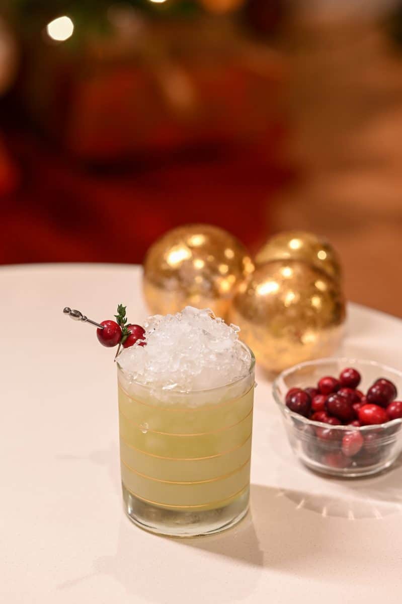 Chartreuse swizzle holiday edition cocktail recipe cranberries