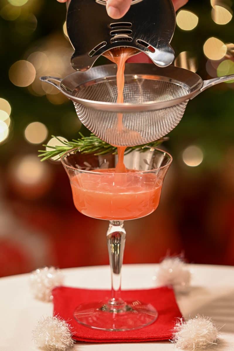 Christmas campari sour cocktail recipe double strain