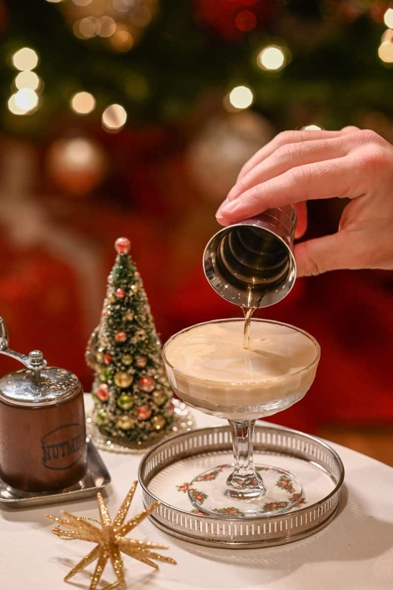 Santas flip cocktail recipe adding amaretto