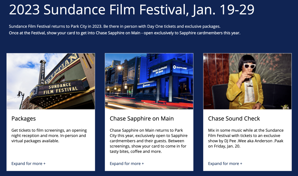 2023 sundance film festival chase sapphire card benefits