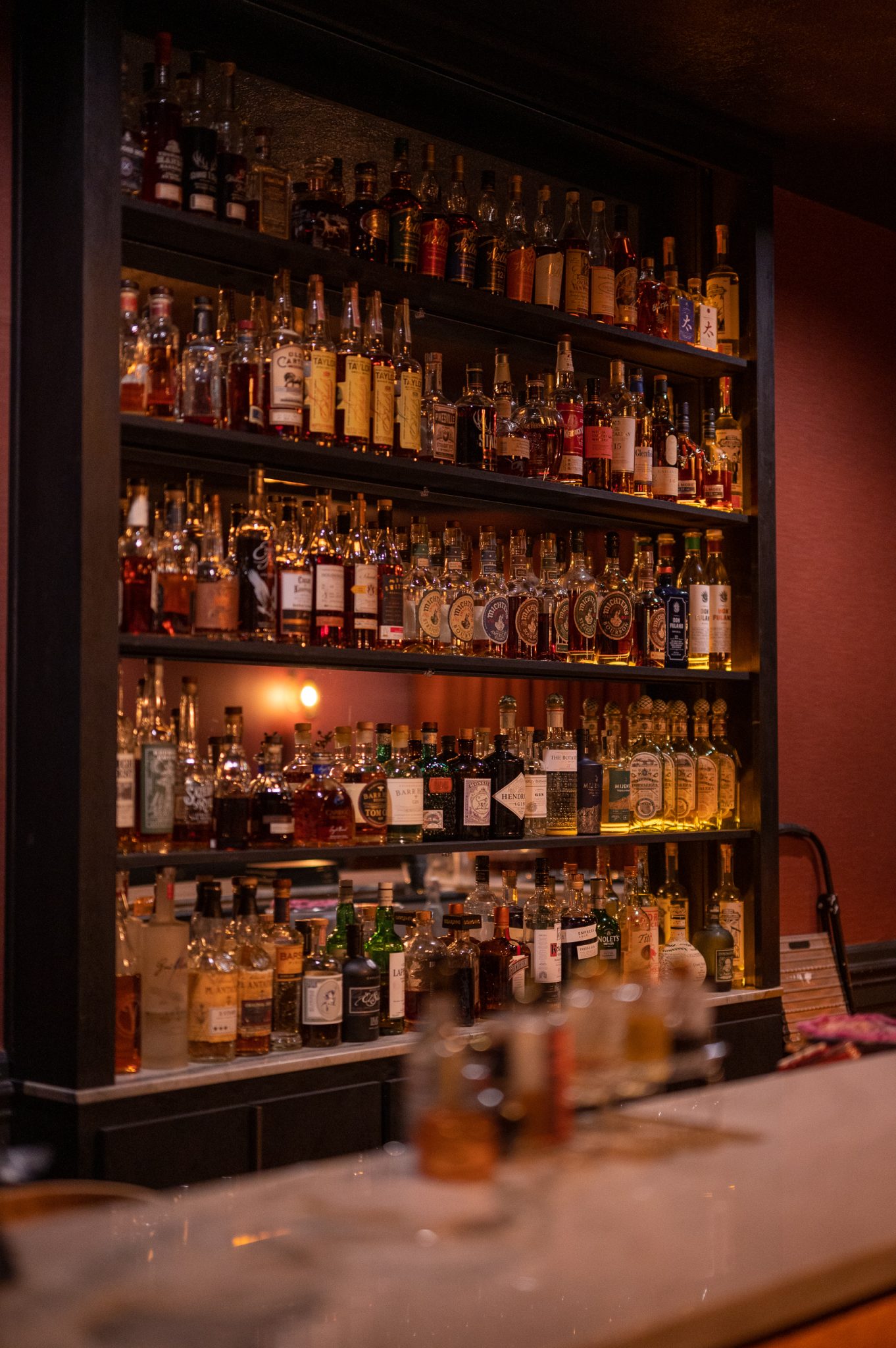 The backroom at gaslight co liquor selection