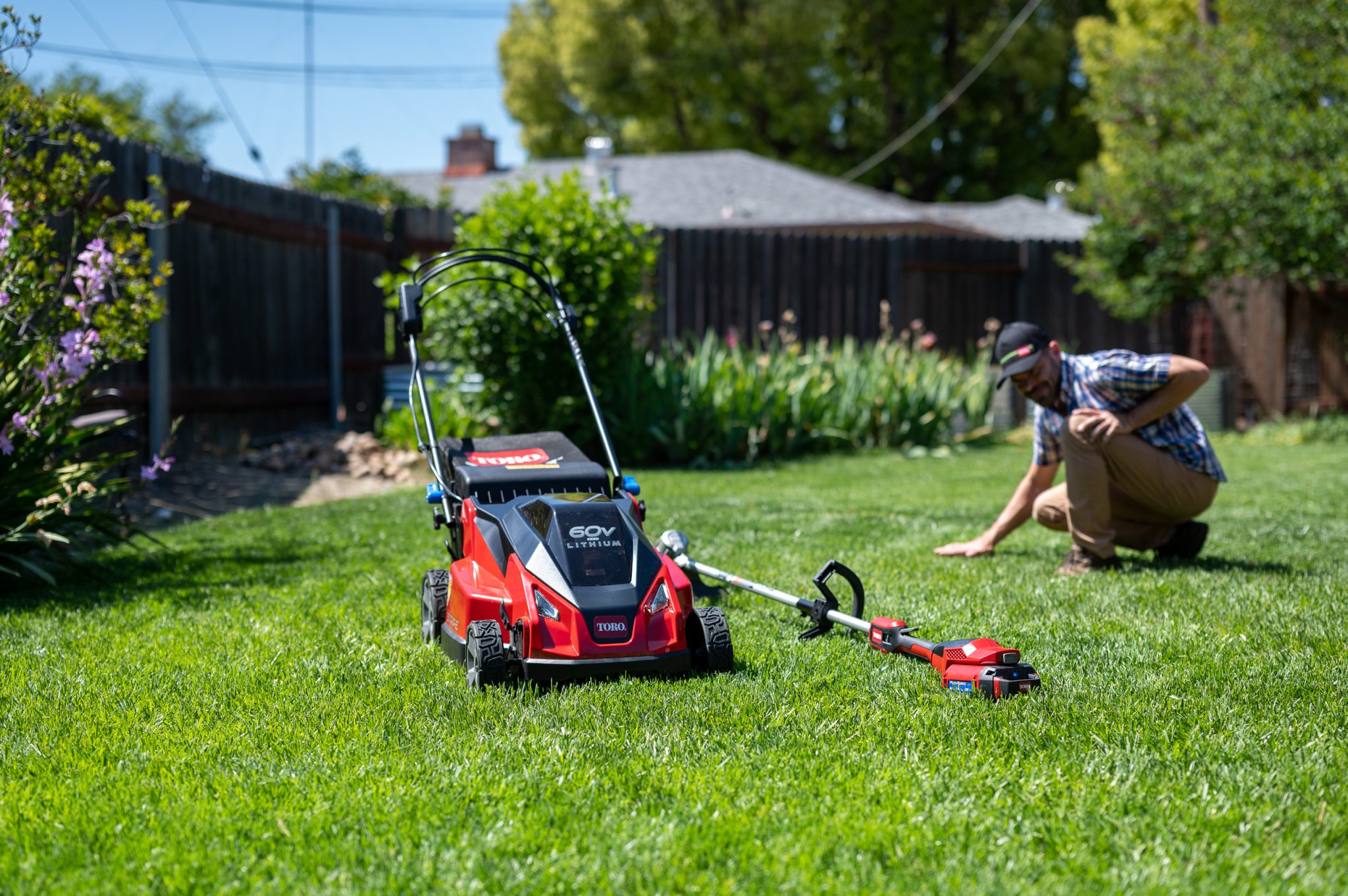 Toro summer of stripes, admiring newly mowed lawn