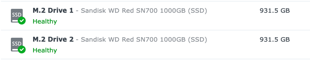 Synology nvme volume wd red sn700 drives