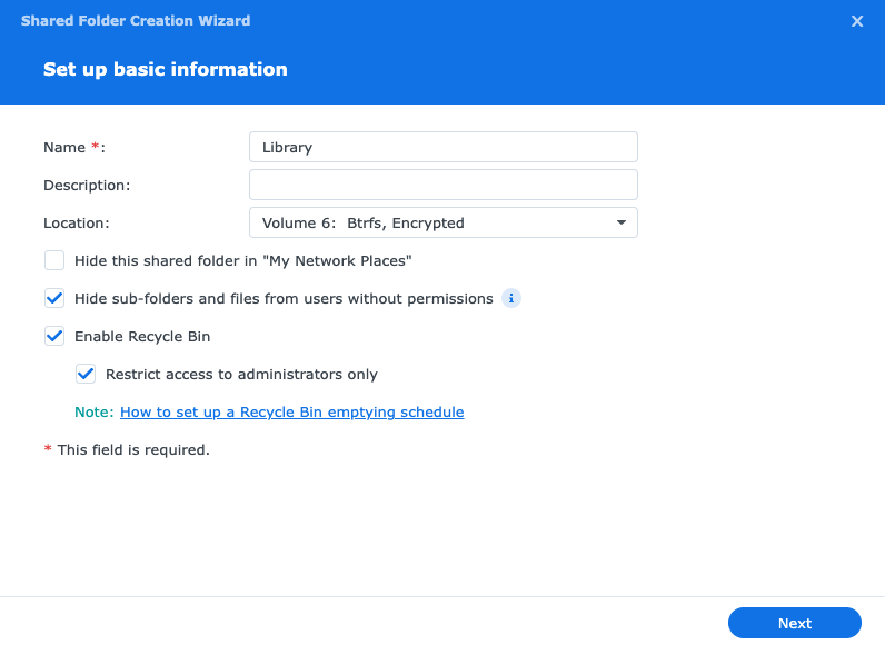 Synology nvme volume create shared folder setup basic