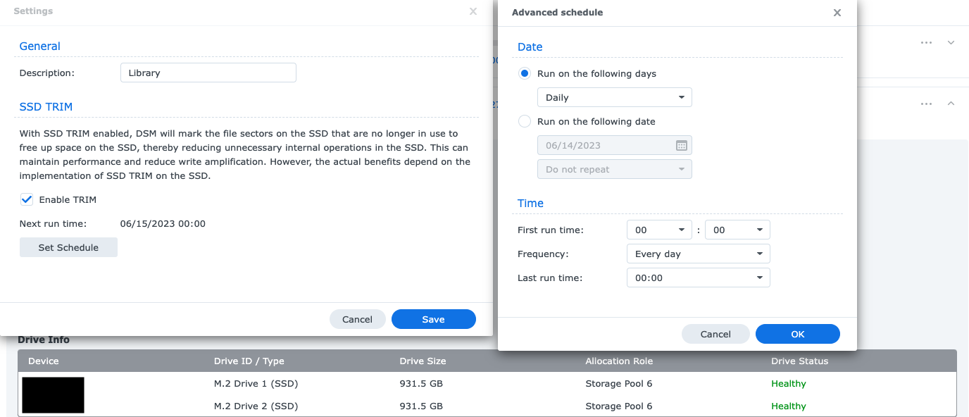 Synology nvme volume creation ssd trim