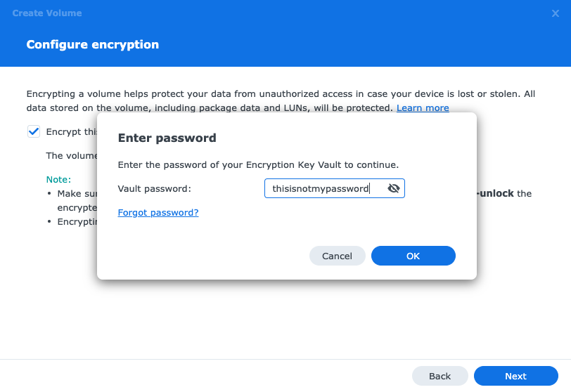 Synology nvme volume dsm 7 volume encryption enter password