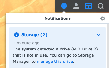 Synology nvme volume notification panel drive detected