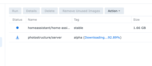 Photostructure for synology docker install container manager downloading