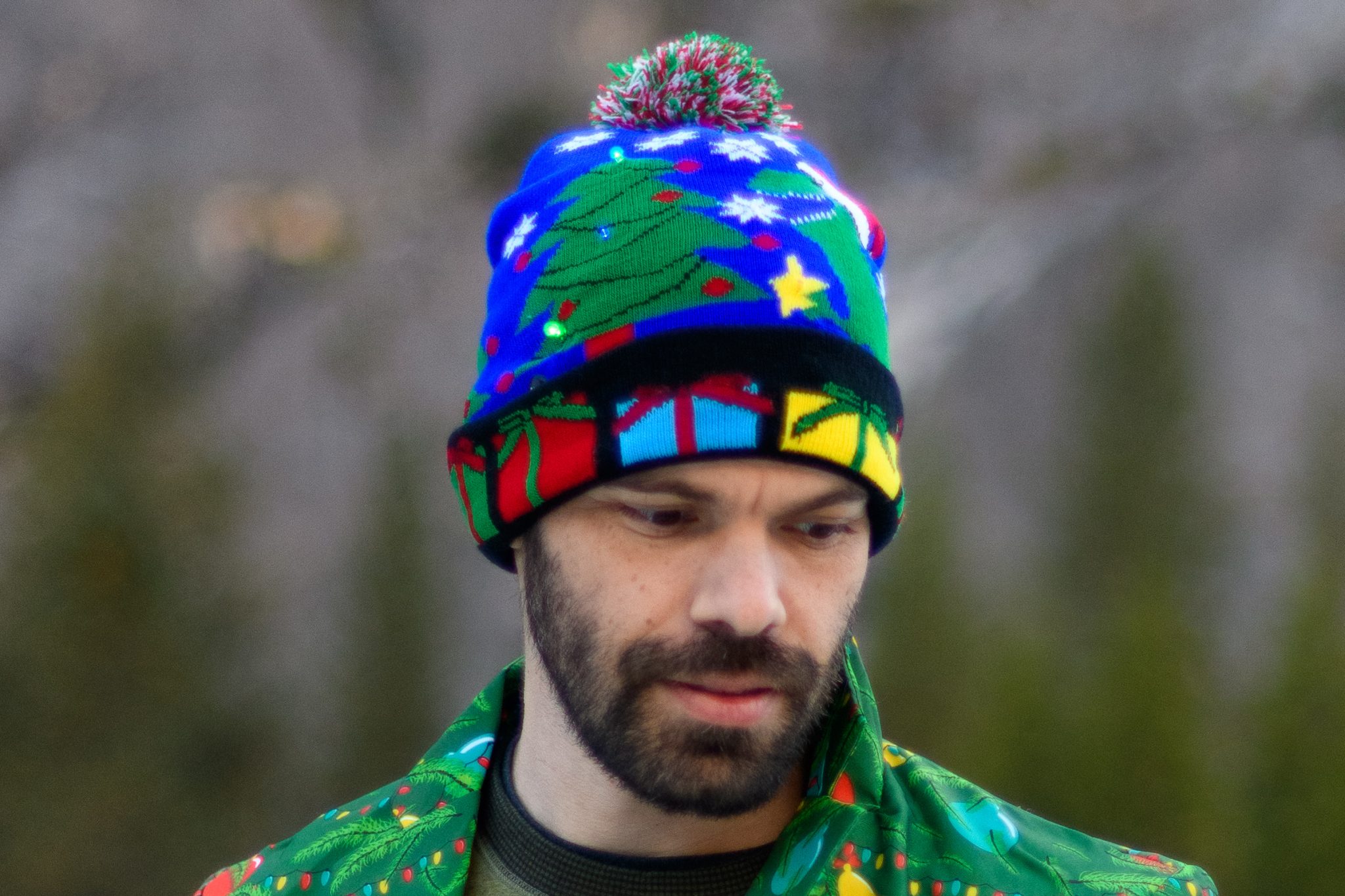Ugly christmas sweaters christmas beanie with leds