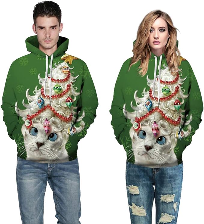 Ugly christmas sweaters lady cat ornaments