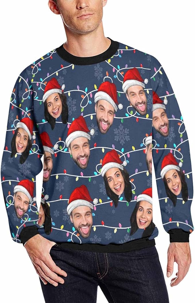 Ugly christmas sweaters face customizable sweatshirt