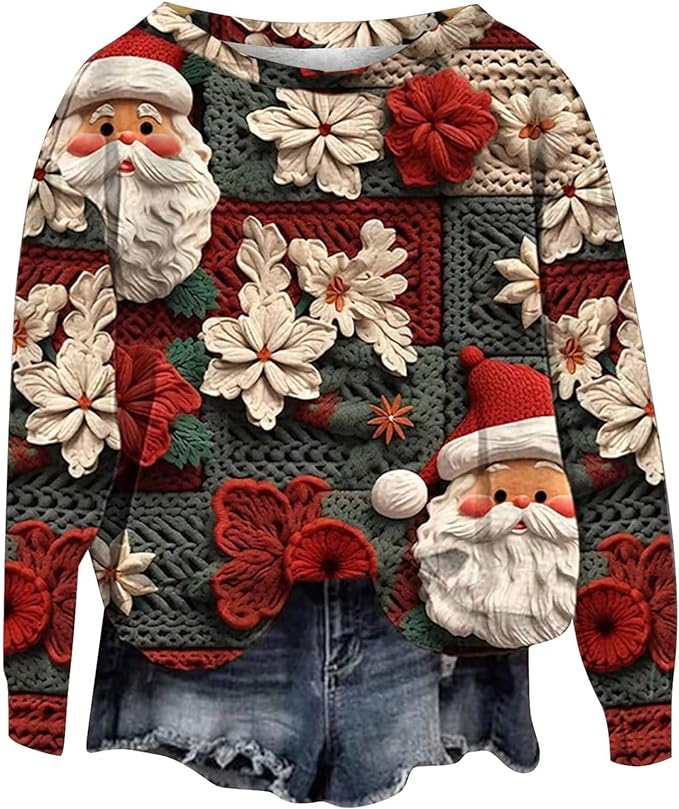 Flowers and santa christmas sweatshirt