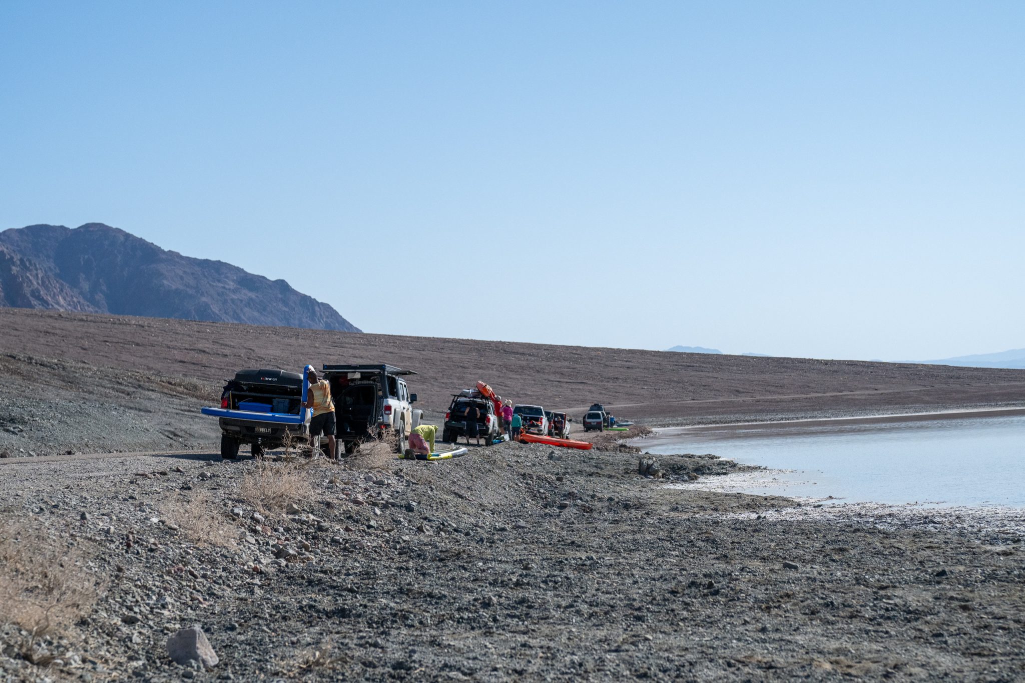 Kayaking death valley national park launch point parked cars