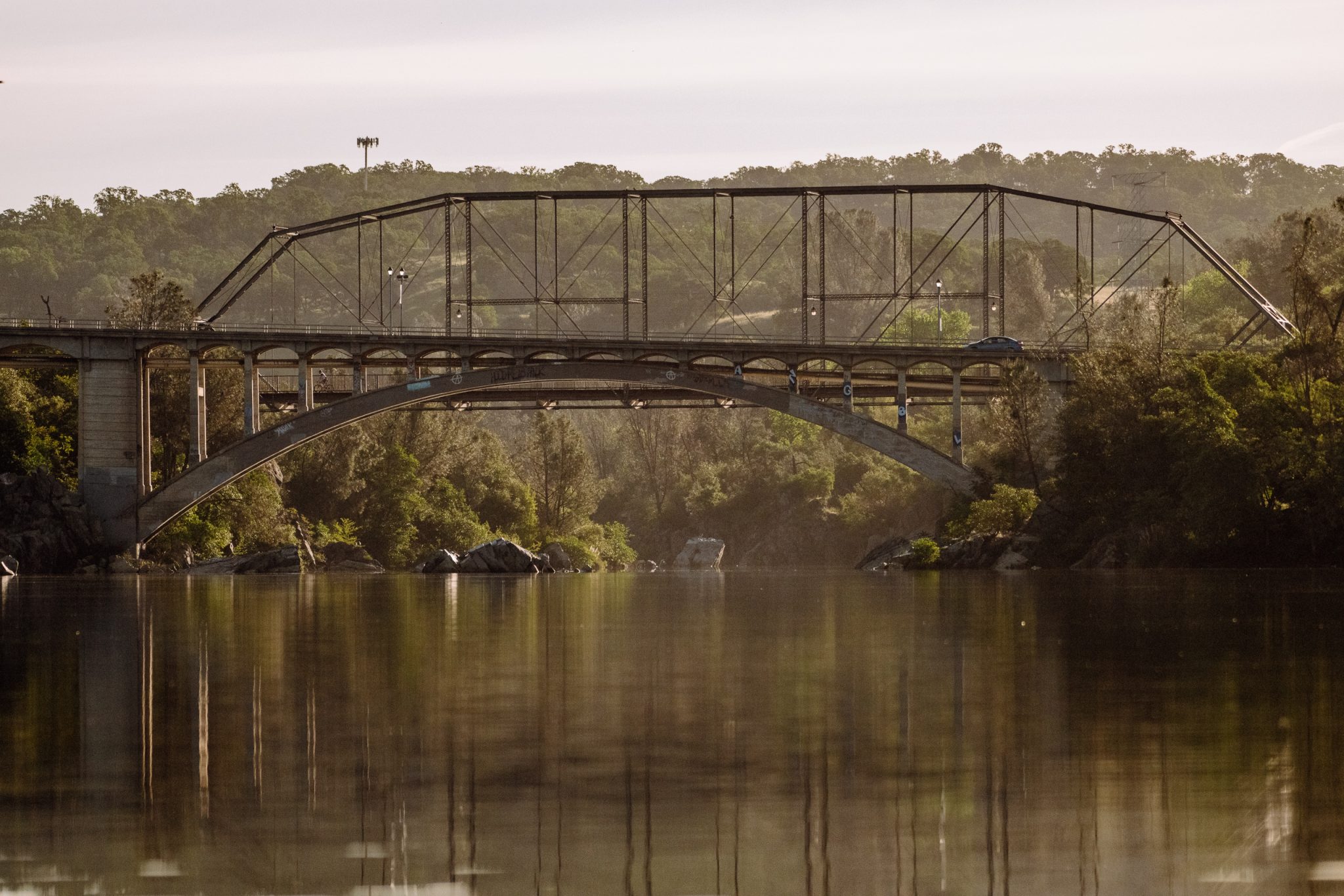 Lake natoma california rainbow bridge sunrise Lake natoma california rainbow bridge sunrise