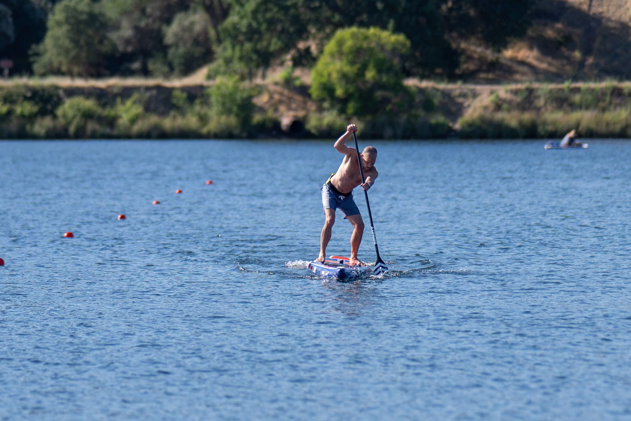 What's a good speed on an inflatable racing sup? Real data and benchmarks 3 real apple watch data and honest speed benchmarks for inflatable racing sups. What's fast, what's average, and why your psi matters more than you think. Paddler at speed on a venture wild sierra pro-touring 14-foot inflatable stand-up paddle board on lake natoma, buoy line visible behind