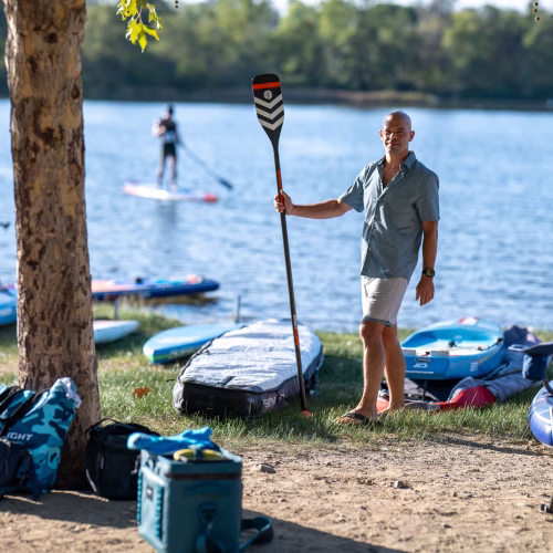 Scene from the paddlesplash 2026 paddling festival on lake natoma in folsom, california