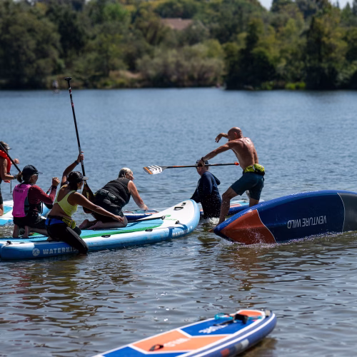 Scene from the paddlesplash 2026 paddling festival on lake natoma in folsom, california
