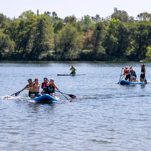 Scene from the paddlesplash 2026 paddling festival on lake natoma in folsom, california
