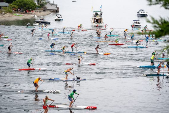 The 10K mass start at the 2026 USA SUP National Championships in Gig Harbor
